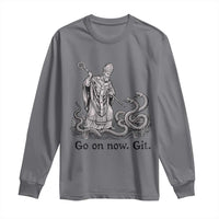 Go On Now Git Funny Saint Patrick Banishing Snakes Long Sleeve Shirt Irish History Humor St Patricks Day