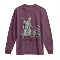 Go On Now Git Funny Saint Patrick Banishing Snakes Long Sleeve Shirt Irish History Humor St Patricks Day