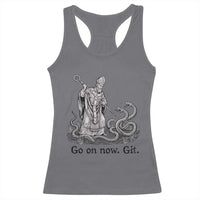 Go On Now Git Funny Saint Patrick Banishing Snakes Racerback Tank Top Irish History Humor St Patricks Day