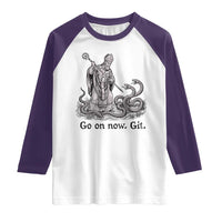 Go On Now Git Funny Saint Patrick Banishing Snakes Raglan Shirt Irish History Humor St Patricks Day