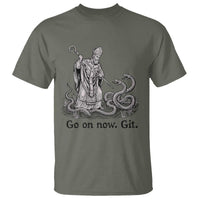 Go On Now Git Funny Saint Patrick Banishing Snakes T Shirt Irish History Humor St Patricks Day