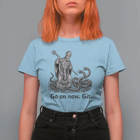 Go On Now Git Funny Saint Patrick Banishing Snakes T Shirt For Women Irish History Humor St Patricks Day