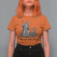 Go On Now Git Funny Saint Patrick Banishing Snakes T Shirt For Women Irish History Humor St Patricks Day