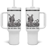 Go On Now Git Funny Saint Patrick Banishing Snakes Tumbler With Handle Irish History Humor St Patricks Day