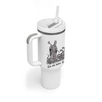 Go On Now Git Funny Saint Patrick Banishing Snakes Tumbler With Handle Irish History Humor St Patricks Day