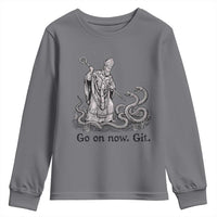 Go On Now Git Funny Saint Patrick Banishing Snakes Youth Sweatshirt Irish History Humor St Patricks Day