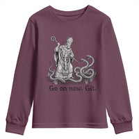 Go On Now Git Funny Saint Patrick Banishing Snakes Youth Sweatshirt Irish History Humor St Patricks Day