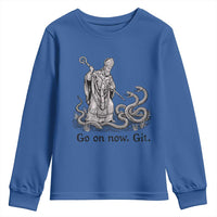 Go On Now Git Funny Saint Patrick Banishing Snakes Youth Sweatshirt Irish History Humor St Patricks Day