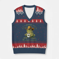 If I Shenan Once I Will Shenanigan Funny Frog Cowboy V-Neck Knit Sweater Vest St Patricks Day Shenanigans Humor