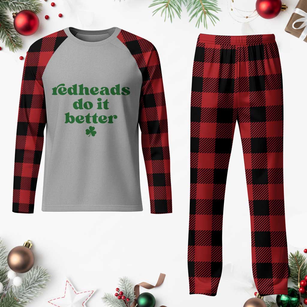 Redheads Do It Better Funny Irish Pride Plaid Pajama Set St Patricks Day Ginger Humor
