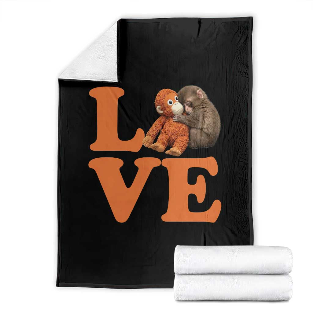 Love Punch the Baby Monkey Throw Blanket Cute Hugging Plush Toy Viral Friendship