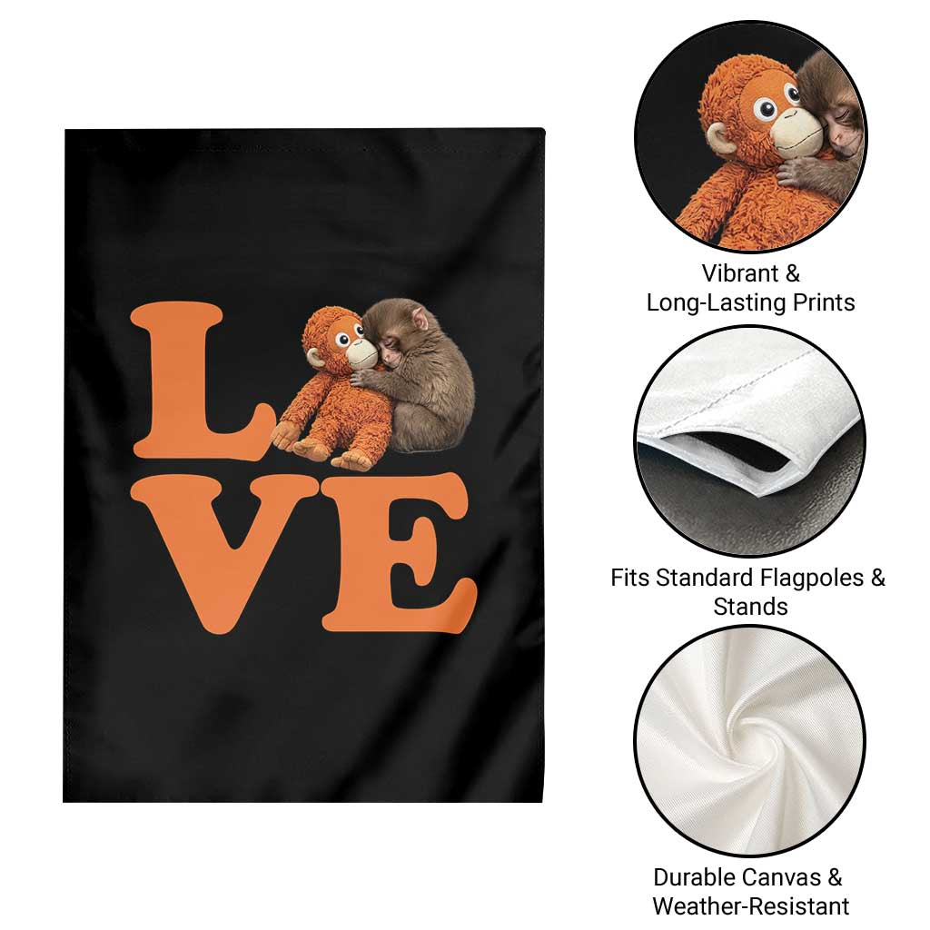 Love Punch the Baby Monkey Garden Flag Cute Hugging Plush Toy Viral Friendship