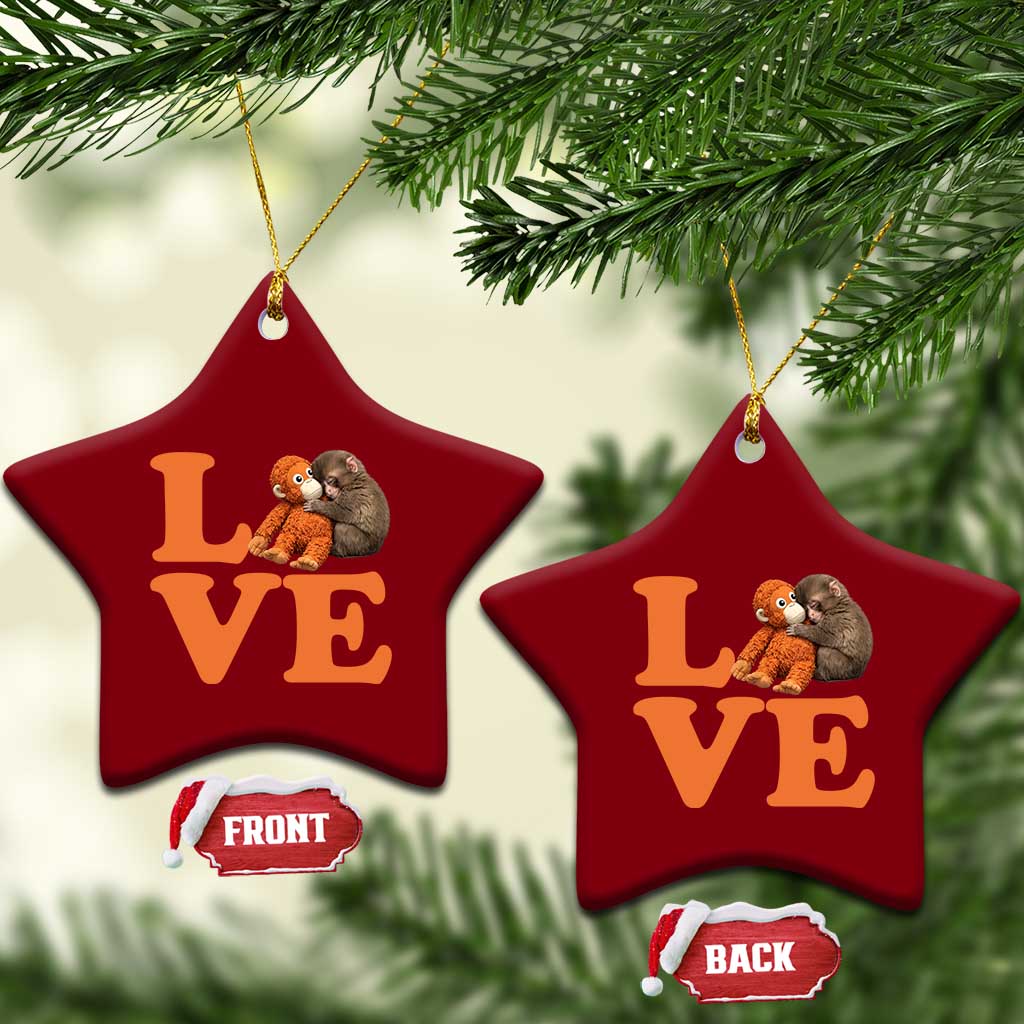 Love Punch the Baby Monkey Ceramic Ornament Cute Hugging Plush Toy Viral Friendship