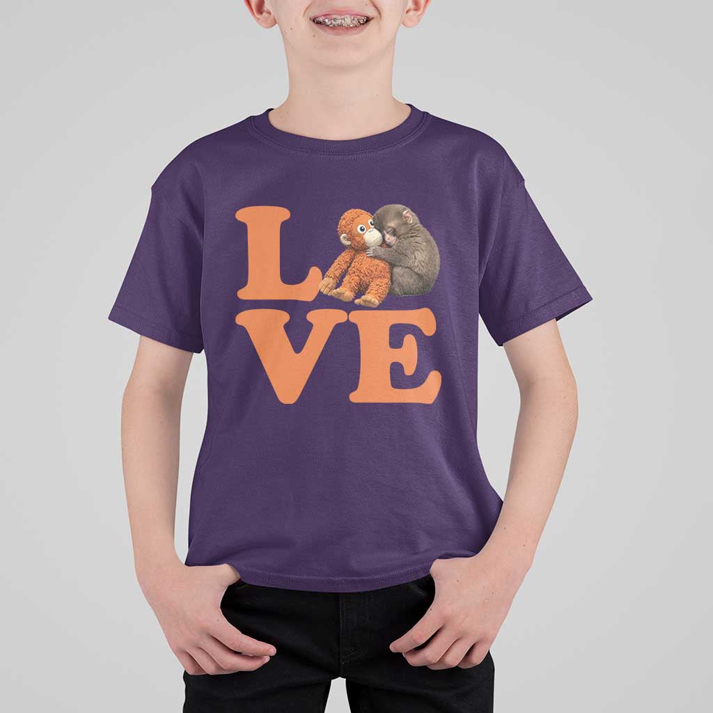 Love Punch the Baby Monkey T Shirt For Kid Cute Hugging Plush Toy Viral Friendship