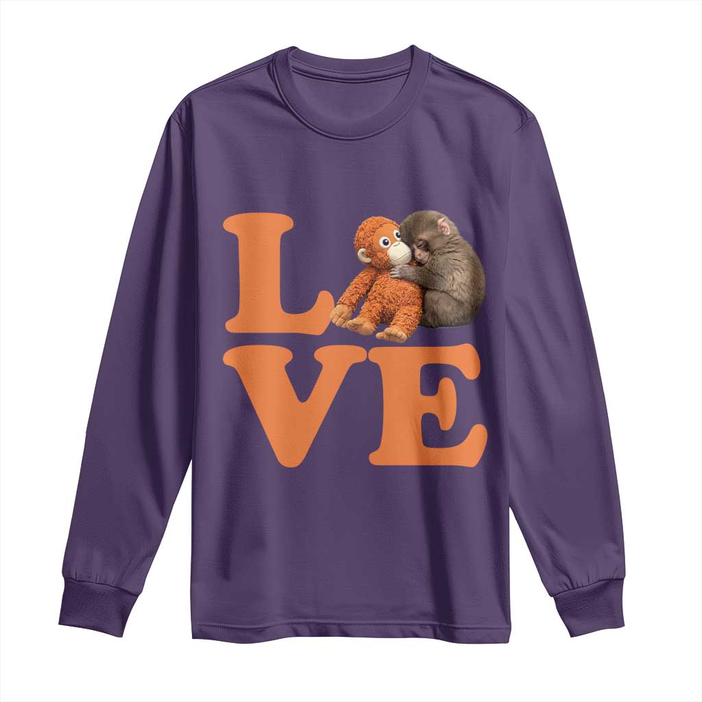 Love Punch the Baby Monkey Long Sleeve Shirt Cute Hugging Plush Toy Viral Friendship
