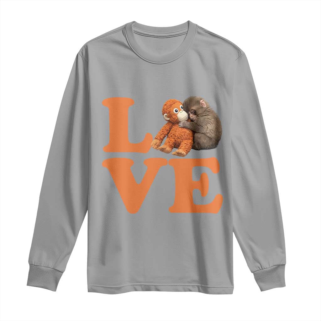 Love Punch the Baby Monkey Long Sleeve Shirt Cute Hugging Plush Toy Viral Friendship