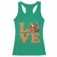 Love Punch the Baby Monkey Racerback Tank Top Cute Hugging Plush Toy Viral Friendship