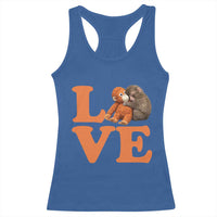 Love Punch the Baby Monkey Racerback Tank Top Cute Hugging Plush Toy Viral Friendship