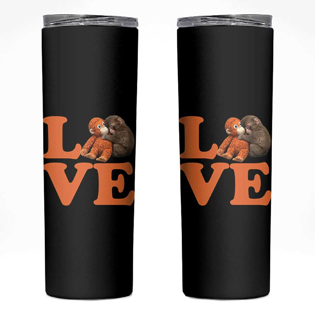 Love Punch the Baby Monkey Skinny Tumbler Cute Hugging Plush Toy Viral Friendship