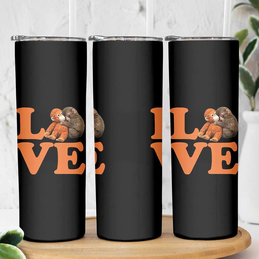 Love Punch the Baby Monkey Skinny Tumbler Cute Hugging Plush Toy Viral Friendship