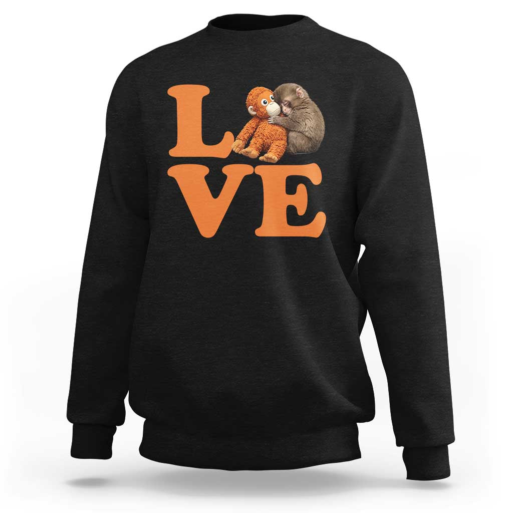 Love Punch the Baby Monkey Sweatshirt Cute Hugging Plush Toy Viral Friendship