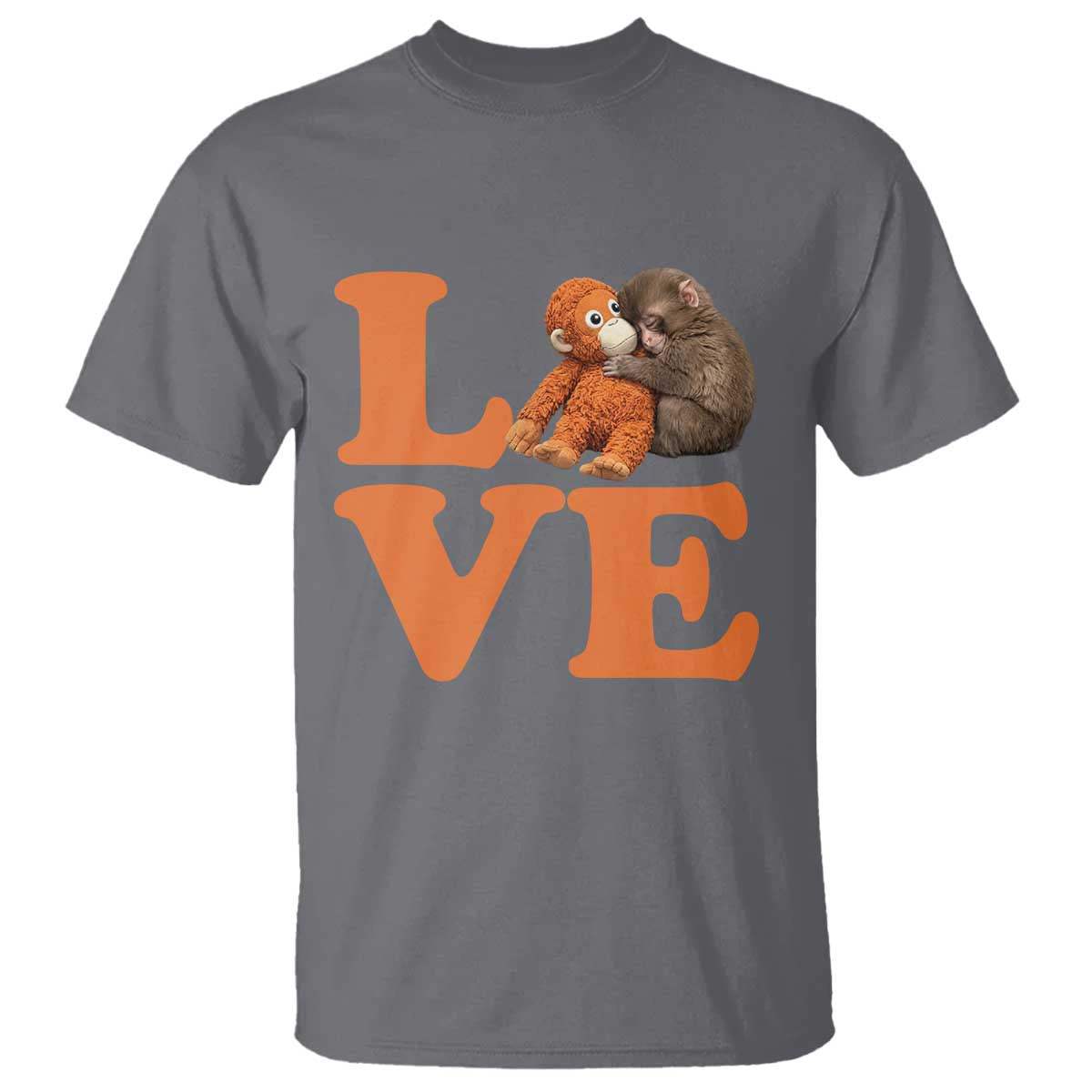 Love Punch the Baby Monkey T Shirt Cute Hugging Plush Toy Viral Friendship