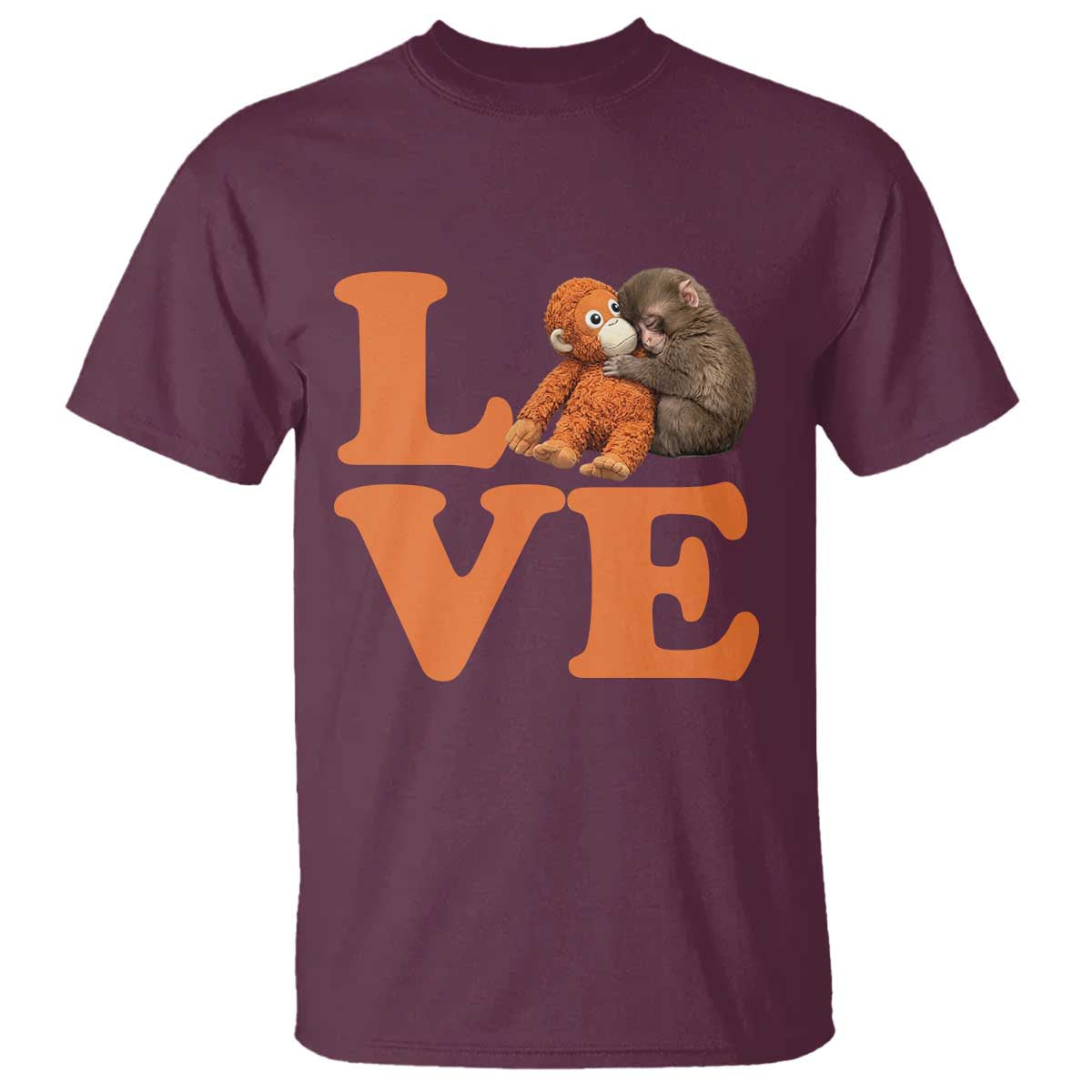 Love Punch the Baby Monkey T Shirt Cute Hugging Plush Toy Viral Friendship