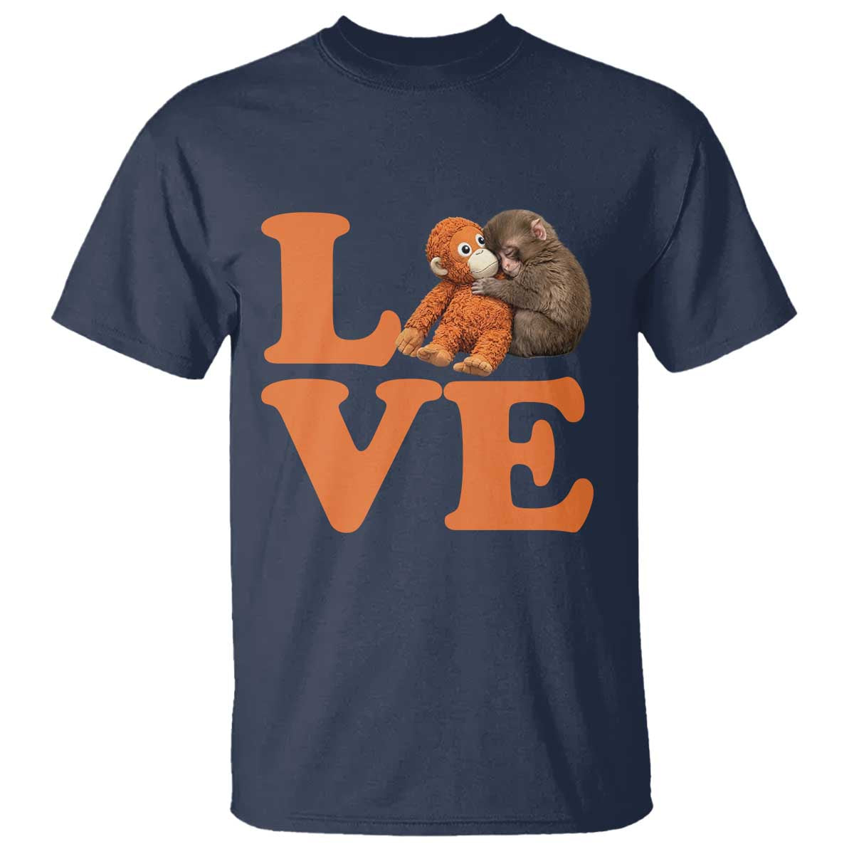 Love Punch the Baby Monkey T Shirt Cute Hugging Plush Toy Viral Friendship