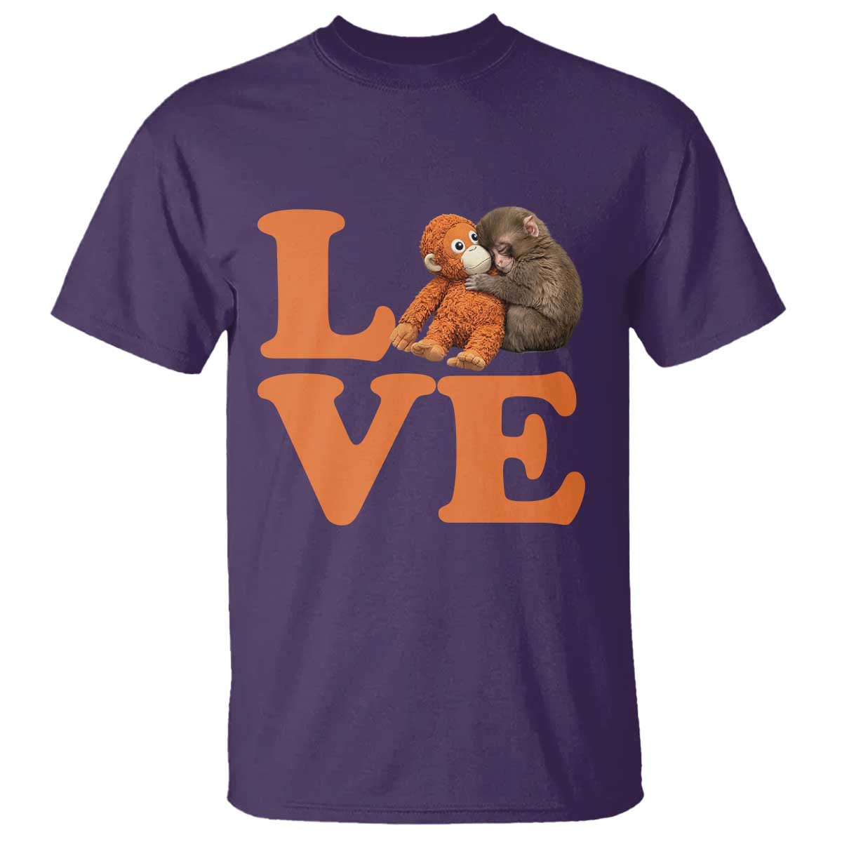 Love Punch the Baby Monkey T Shirt Cute Hugging Plush Toy Viral Friendship