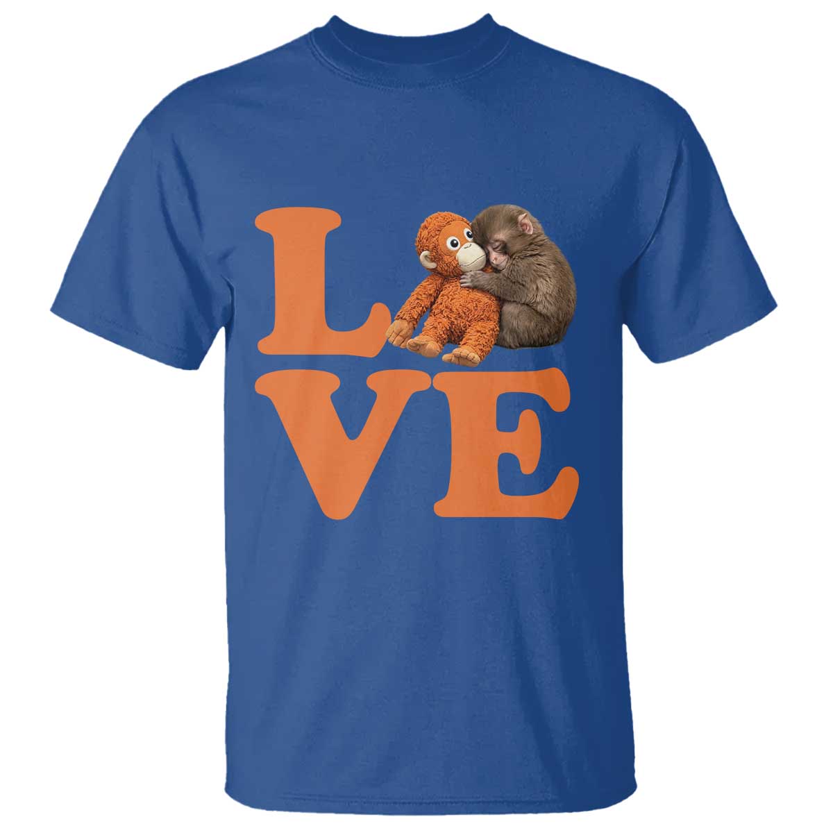 Love Punch the Baby Monkey T Shirt Cute Hugging Plush Toy Viral Friendship
