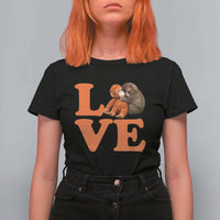Love Punch the Baby Monkey T Shirt For Women Cute Hugging Plush Toy Viral Friendship