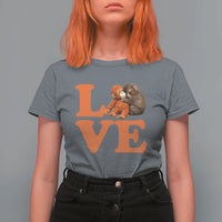 Love Punch the Baby Monkey T Shirt For Women Cute Hugging Plush Toy Viral Friendship