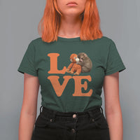 Love Punch the Baby Monkey T Shirt For Women Cute Hugging Plush Toy Viral Friendship