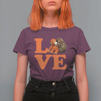 Love Punch the Baby Monkey T Shirt For Women Cute Hugging Plush Toy Viral Friendship