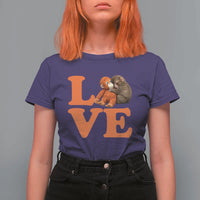 Love Punch the Baby Monkey T Shirt For Women Cute Hugging Plush Toy Viral Friendship