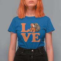 Love Punch the Baby Monkey T Shirt For Women Cute Hugging Plush Toy Viral Friendship