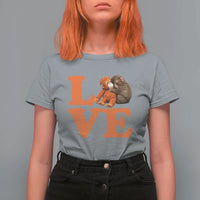 Love Punch the Baby Monkey T Shirt For Women Cute Hugging Plush Toy Viral Friendship