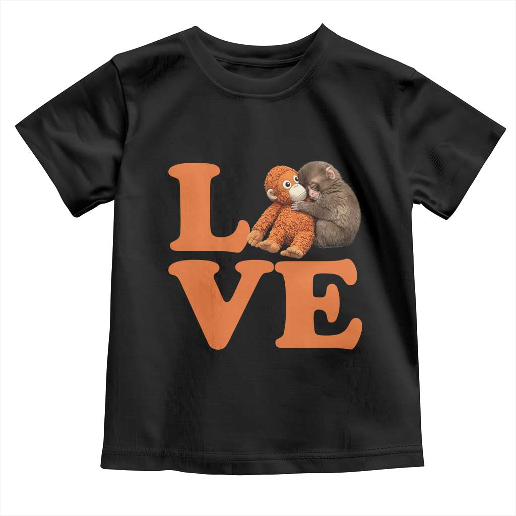 Love Punch the Baby Monkey Toddler T Shirt Cute Hugging Plush Toy Viral Friendship