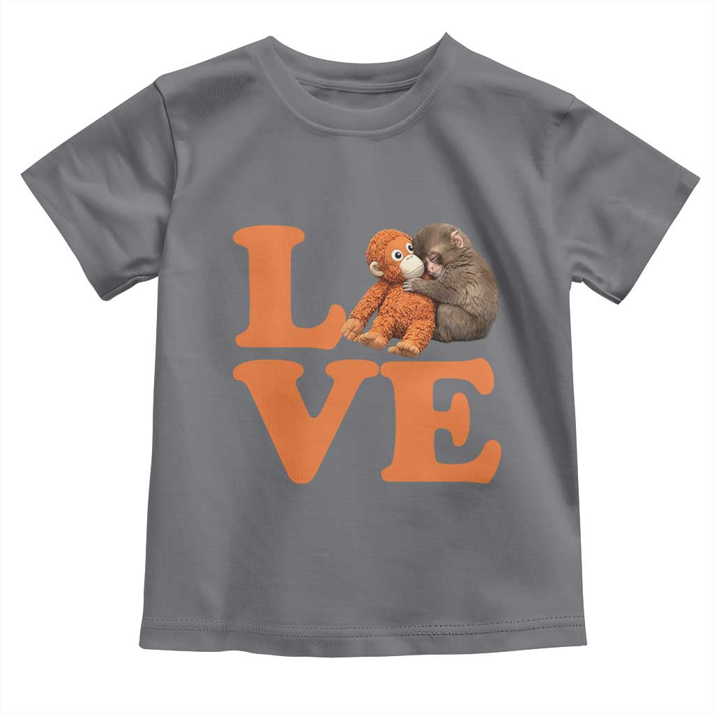 Love Punch the Baby Monkey Toddler T Shirt Cute Hugging Plush Toy Viral Friendship