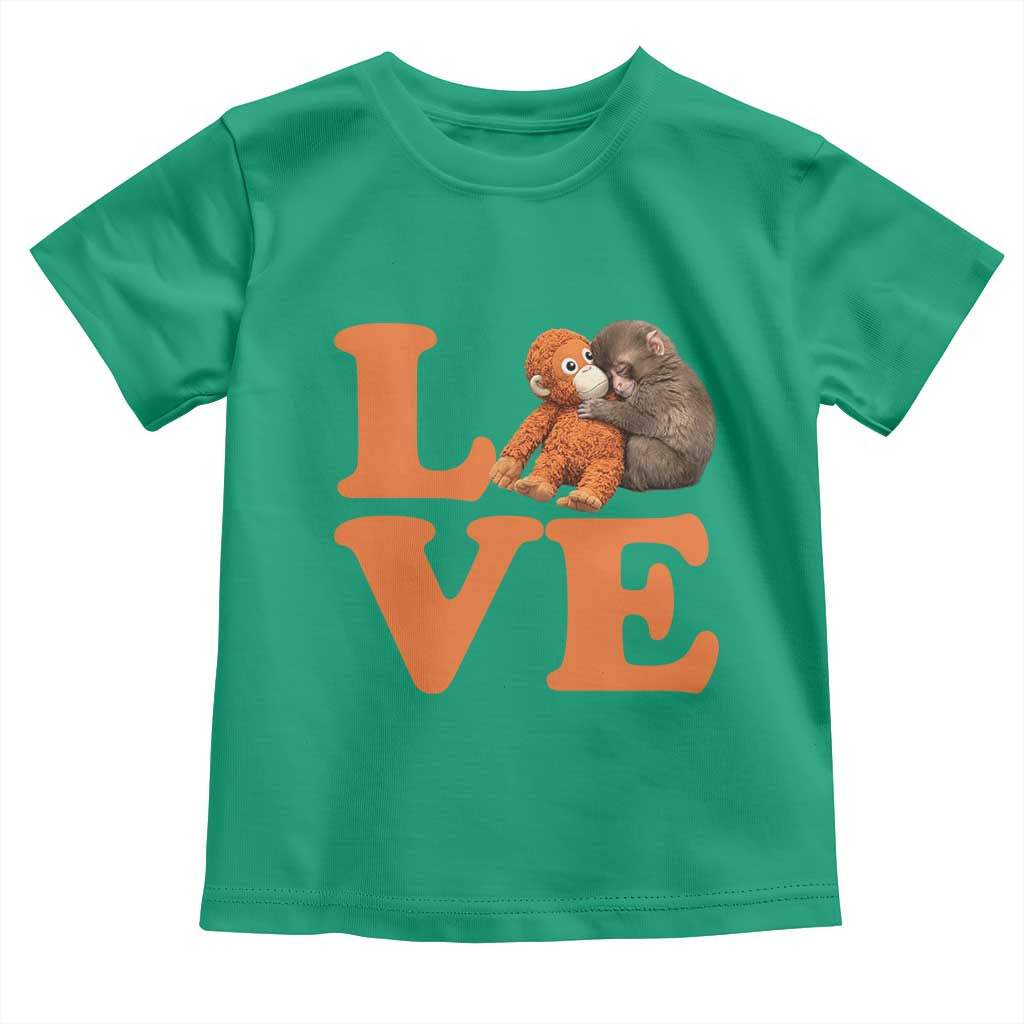 Love Punch the Baby Monkey Toddler T Shirt Cute Hugging Plush Toy Viral Friendship
