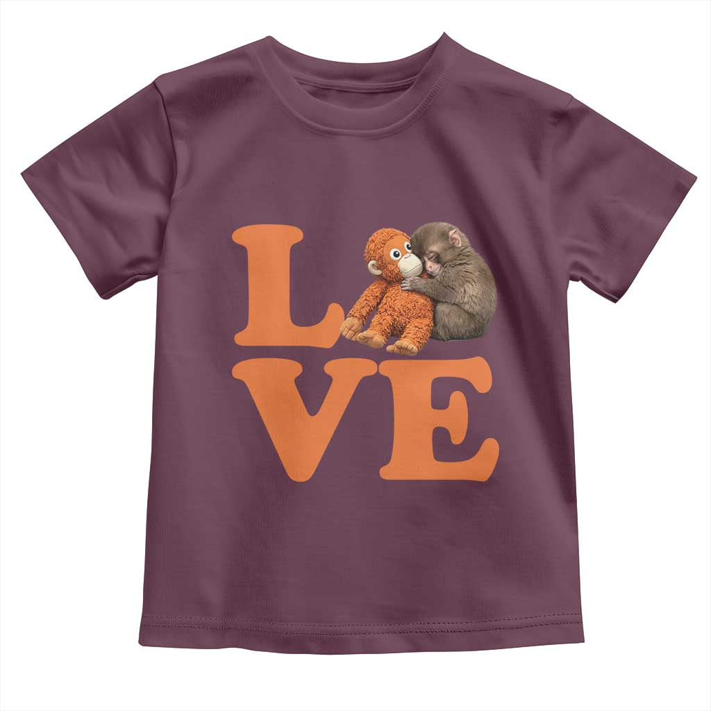 Love Punch the Baby Monkey Toddler T Shirt Cute Hugging Plush Toy Viral Friendship