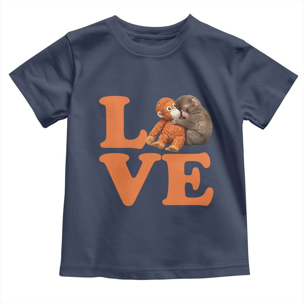 Love Punch the Baby Monkey Toddler T Shirt Cute Hugging Plush Toy Viral Friendship