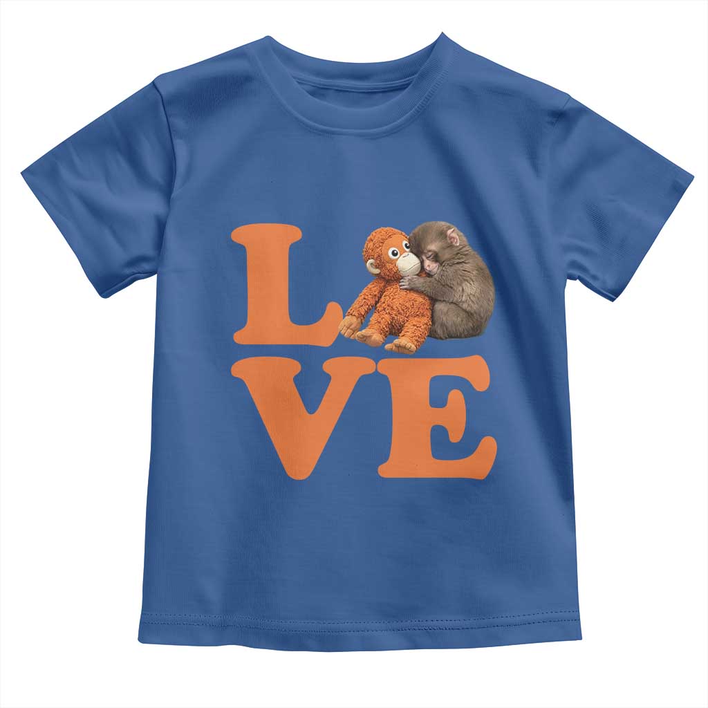 Love Punch the Baby Monkey Toddler T Shirt Cute Hugging Plush Toy Viral Friendship