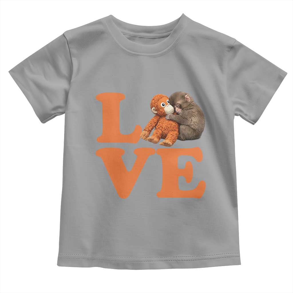 Love Punch the Baby Monkey Toddler T Shirt Cute Hugging Plush Toy Viral Friendship