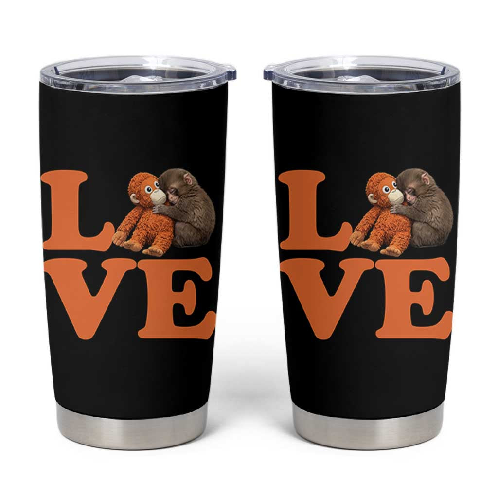 Love Punch the Baby Monkey Tumbler Cup Cute Hugging Plush Toy Viral Friendship