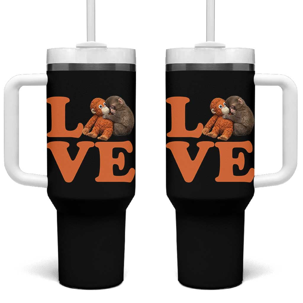 Love Punch the Baby Monkey Tumbler With Handle Cute Hugging Plush Toy Viral Friendship