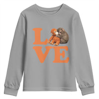 Love Punch the Baby Monkey Youth Sweatshirt Cute Hugging Plush Toy Viral Friendship