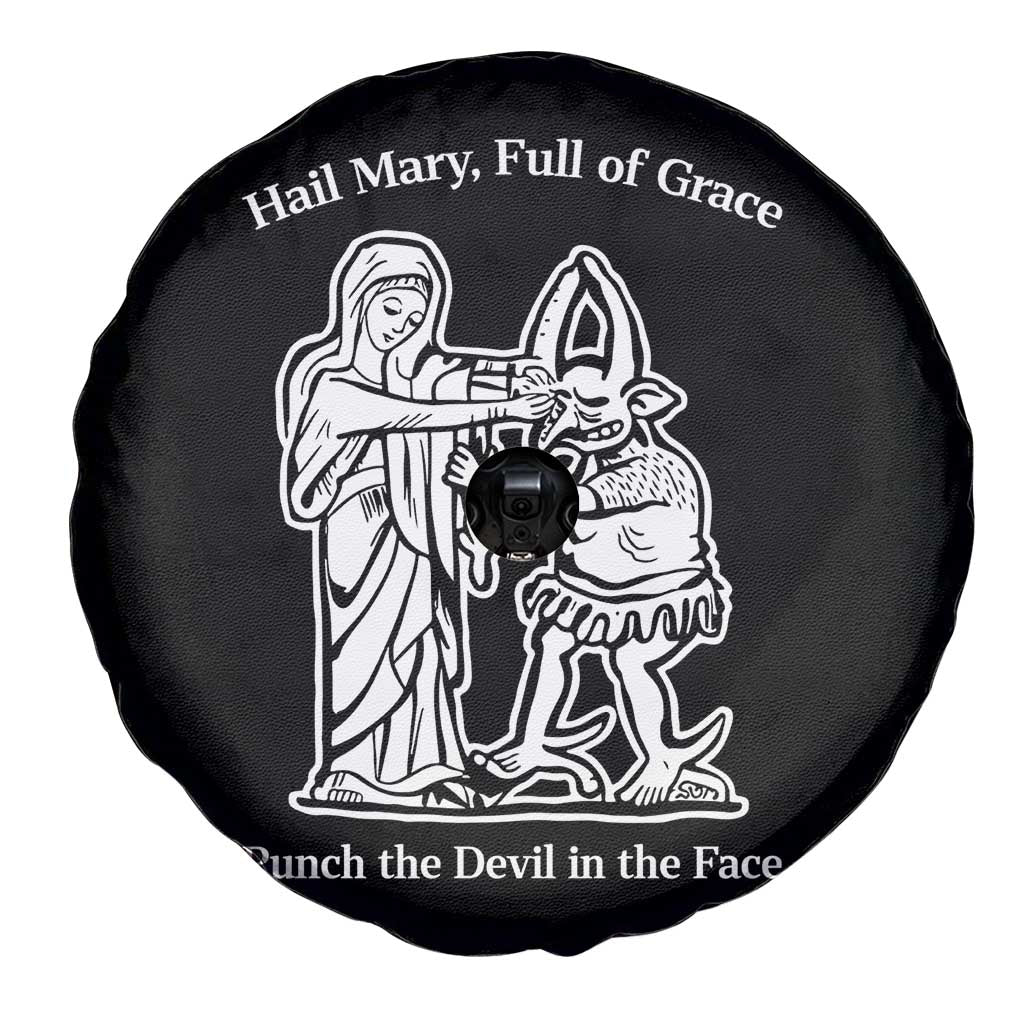 Funny Catholic Faith Humor Spare Tire Cover Hail Mary Full of Grace Punch the Devil in the Face