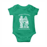 Funny Catholic Faith Humor Baby Onesie Hail Mary Full of Grace Punch the Devil in the Face