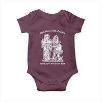 Funny Catholic Faith Humor Baby Onesie Hail Mary Full of Grace Punch the Devil in the Face